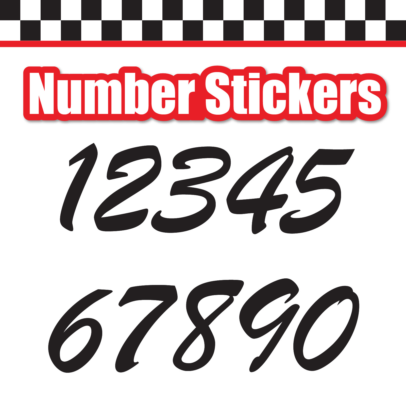 3 Digit Single Number Stickers Custom Decal Locker Door 3pc Brush Script MT