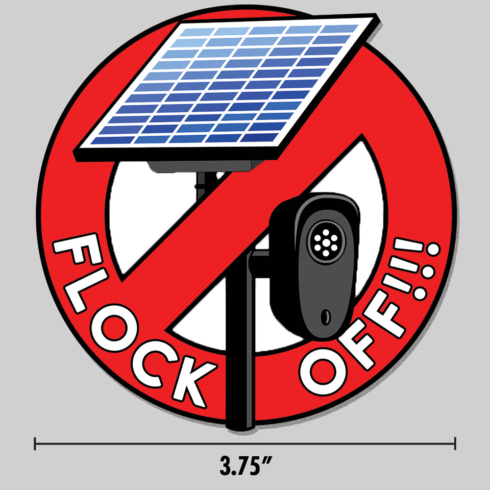 Anti-Flock Sticker “Flock Off” Surveillance Camera 3.75″ Vinyl Decal