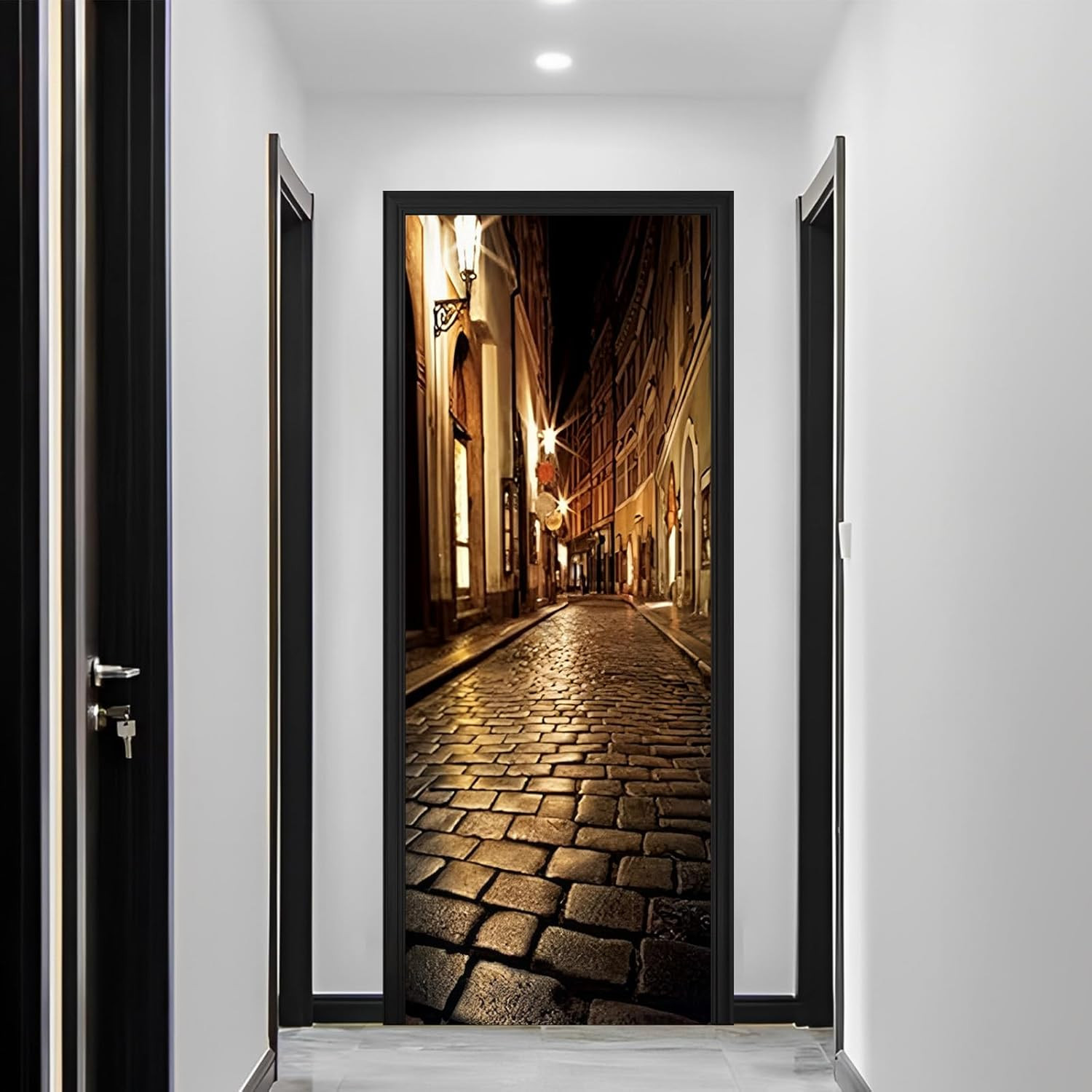 3D Alley at Night Wallpaper Murals – Self Adhesive Vinyl Removable Art Door Deca