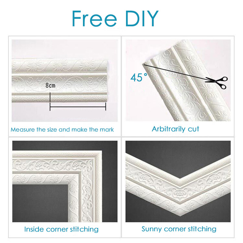 7.5FT 3D Wall Paper Borders Waterproof Self-adhesive Wall Sticker DIY Home Decor