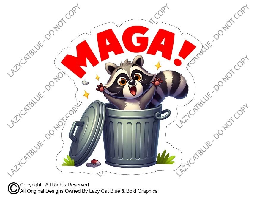 MAGA Garbage Decal Sticker Trump Trash Panda Raccoon 2024 Vance Joe Biden FJB