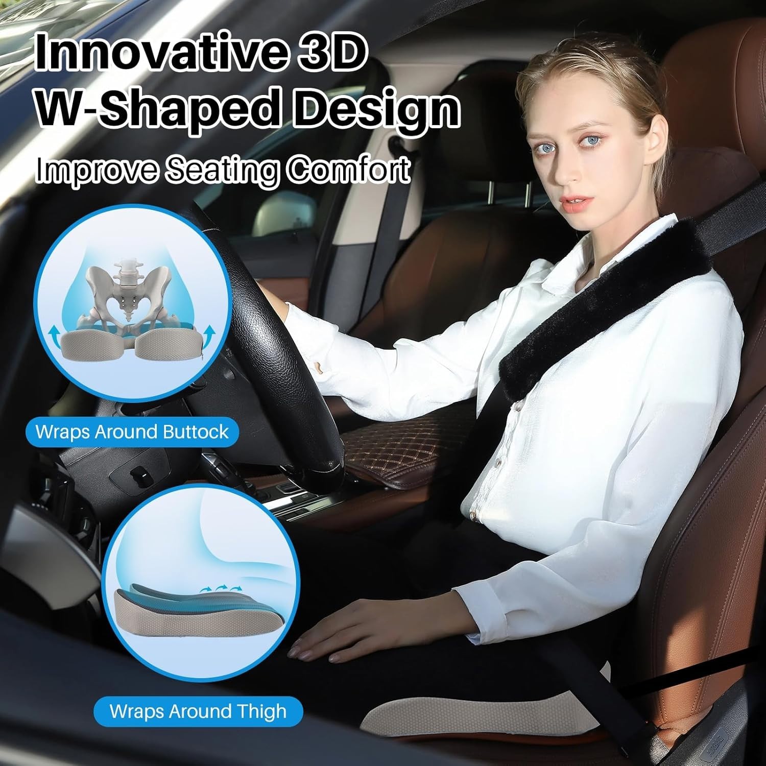 X Large Car Seat Cushion for Driving, Mprove Driving Vision/Posture, Truck Se…