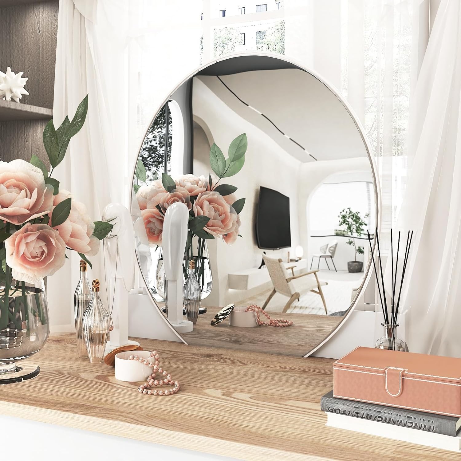 Mirror Sticker for Wall Wallpaper Peel and Stick 15.75″x78″, Silver