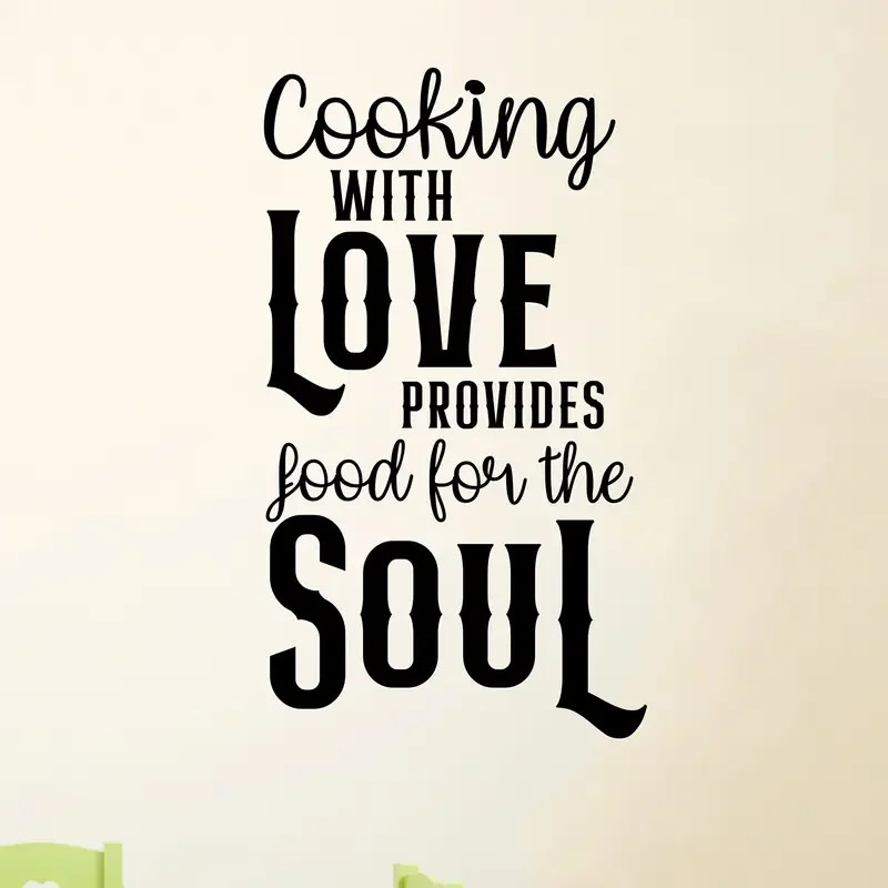 Contemporary “Cooking with Love” Wall Decal Matte Finish Kitchen Art Sticker