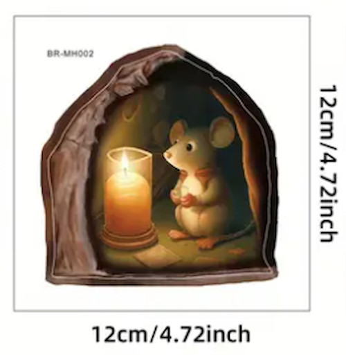 Cute Brown Mouse Rat Rodent Living in Wall Sticker Realistic Decal Kitchen BR02