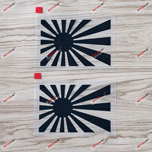 2X Black 4” Japanese Rising Sun Variant Flag of Japan Naval Car Vinyl 4 Inches