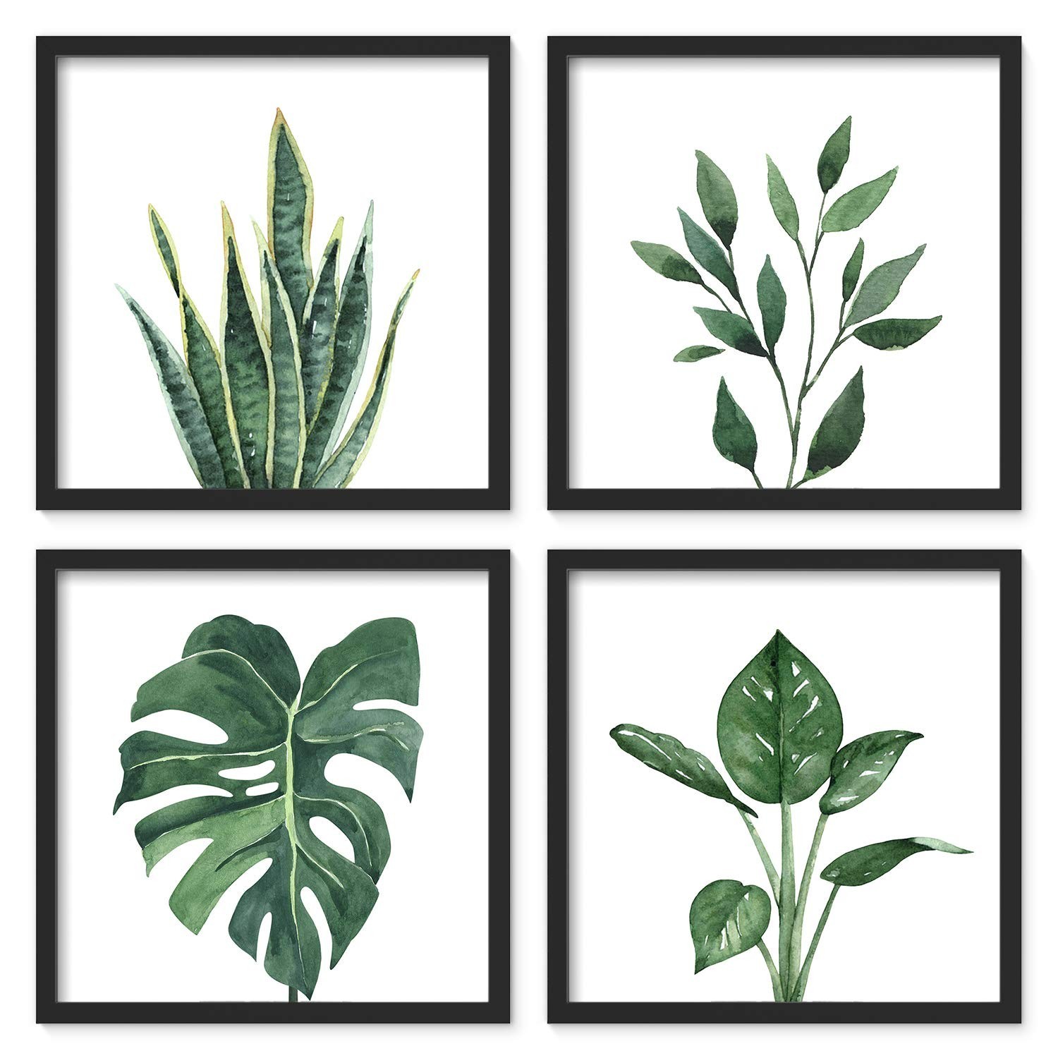 ArtbyHannah Framed Bathroom Wall Decor, 10×10 Inch Botanical Wall Art with Sa…