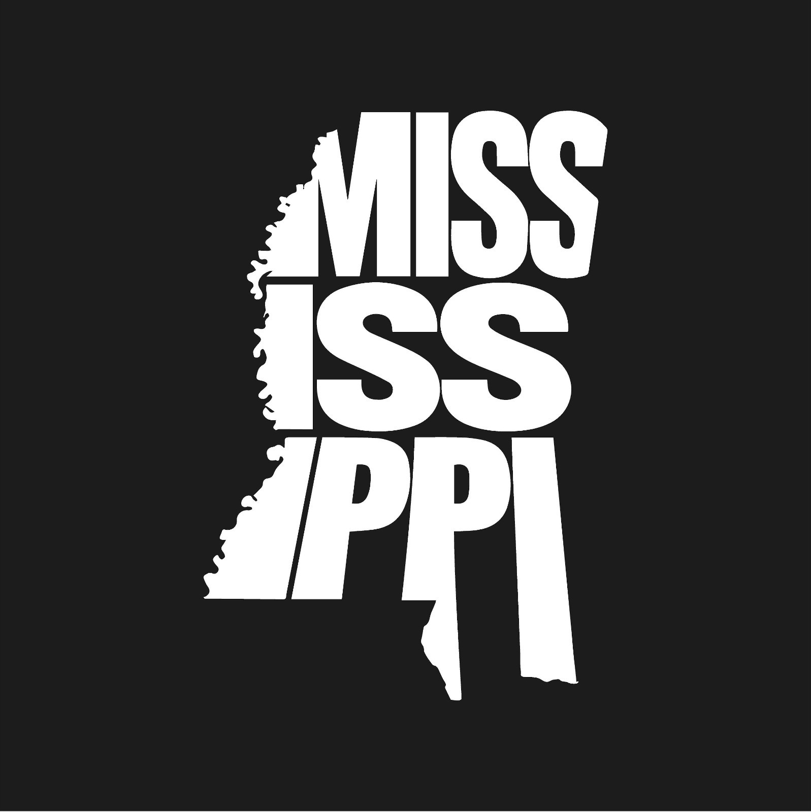 Mississippi State Typography Name Outline Vinyl Decal State Art shape sticker