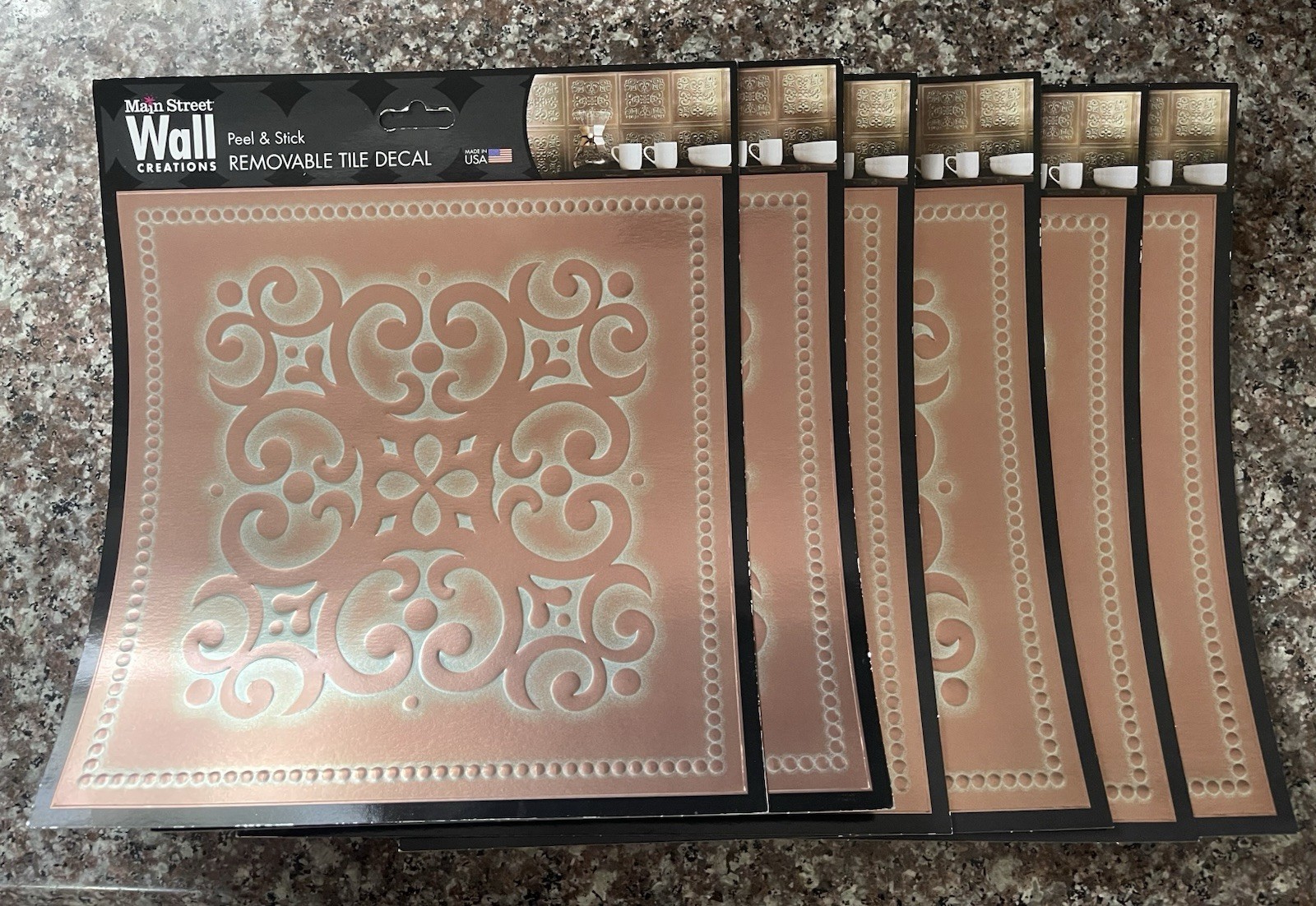 New Main Street-Wall Decals-Lot Of 6- Antique COPPER Metallic-Peel & Stick-NEW