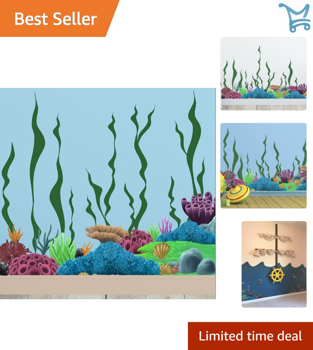 Coral Reef Wall Decals Underwater Ocean Kids Room Decor Stickers 52 pcs