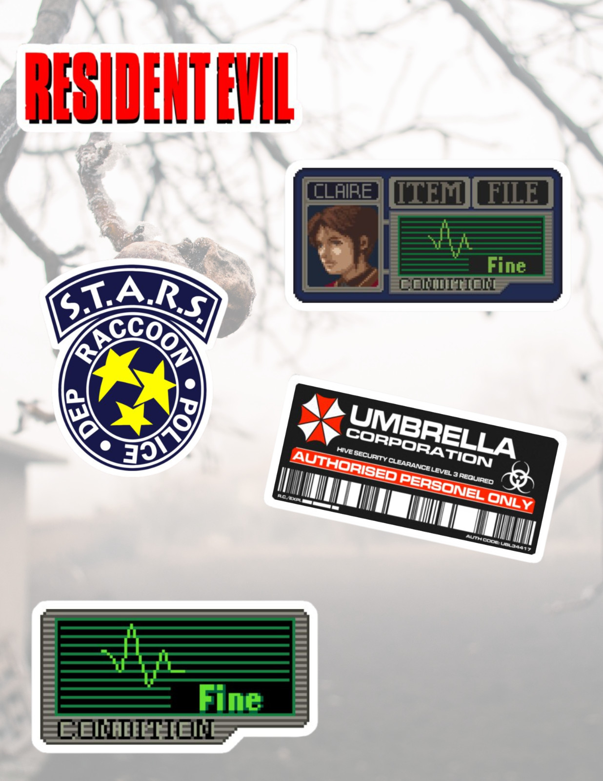 Resident Evil 5pc Horror Sticker Pack
