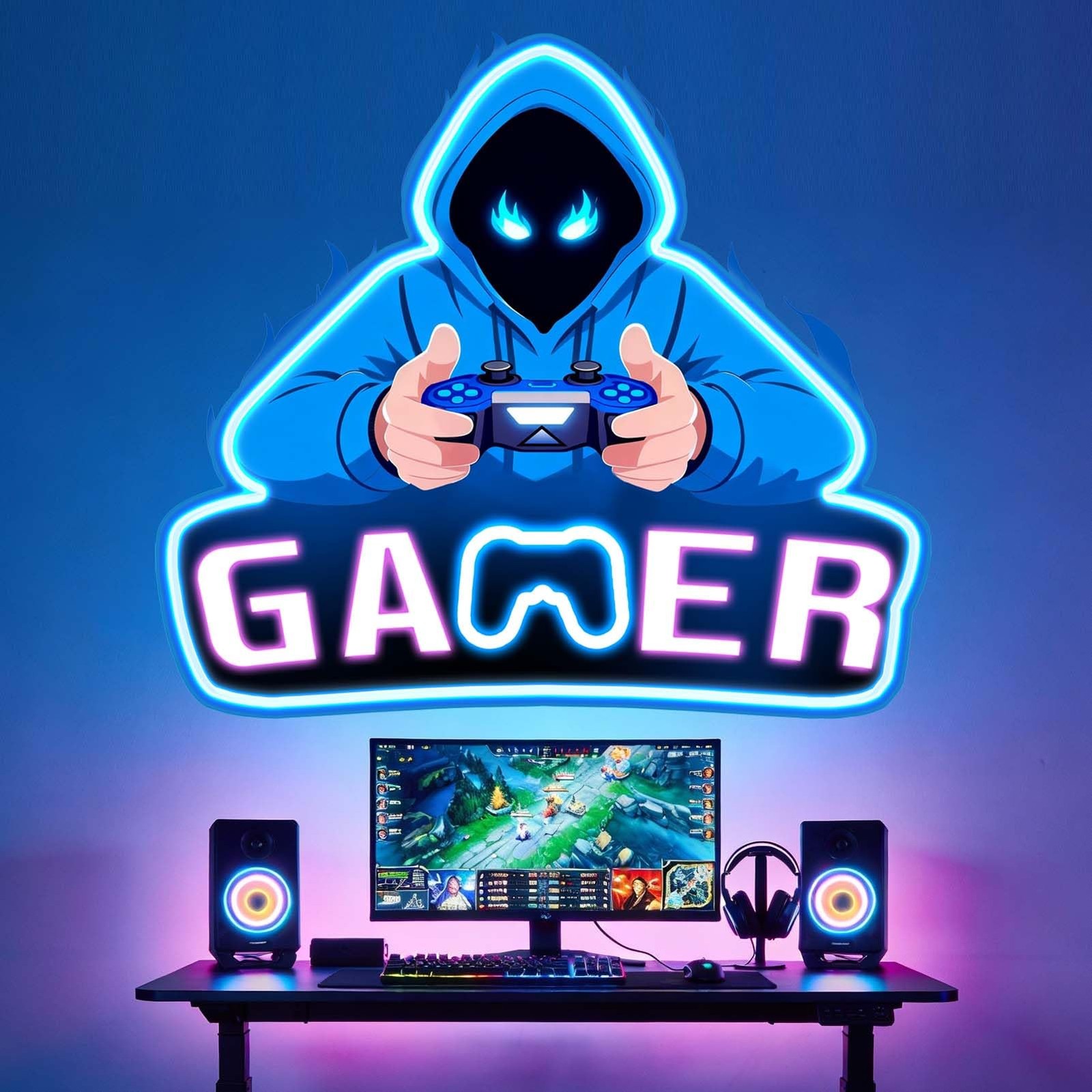 Gamer Wall Decals for Boys Room: Gaming Theme Boys Bedroom Decor with Peel an…