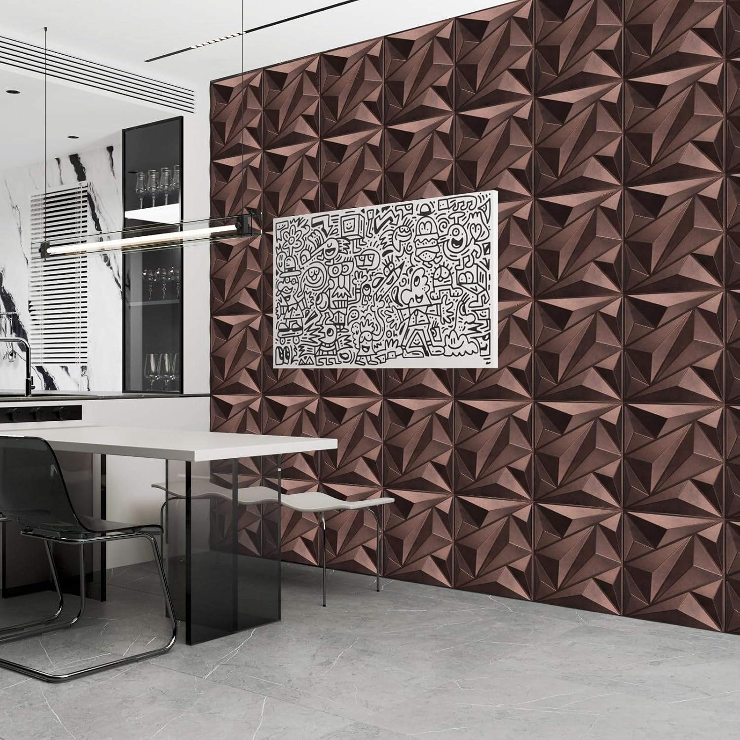 Durable Antique Copper 33-Pack 3D Textured Wall Panels – 32 Sq.Ft. Coverage