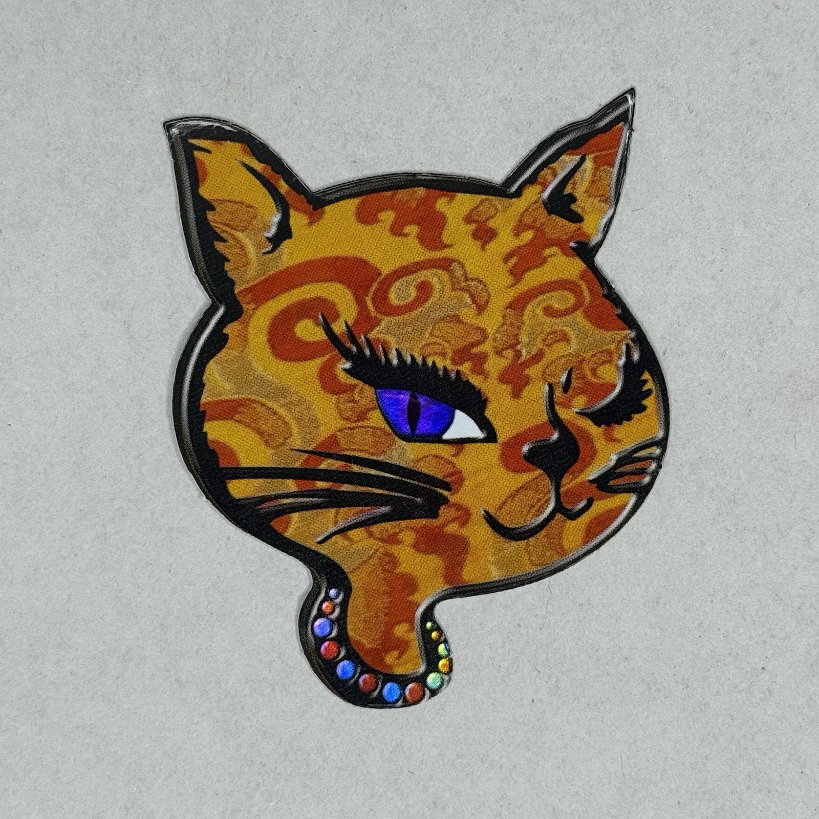 Vintage Winking Cat Vending Stickers 2001 Prism Foil Y2K