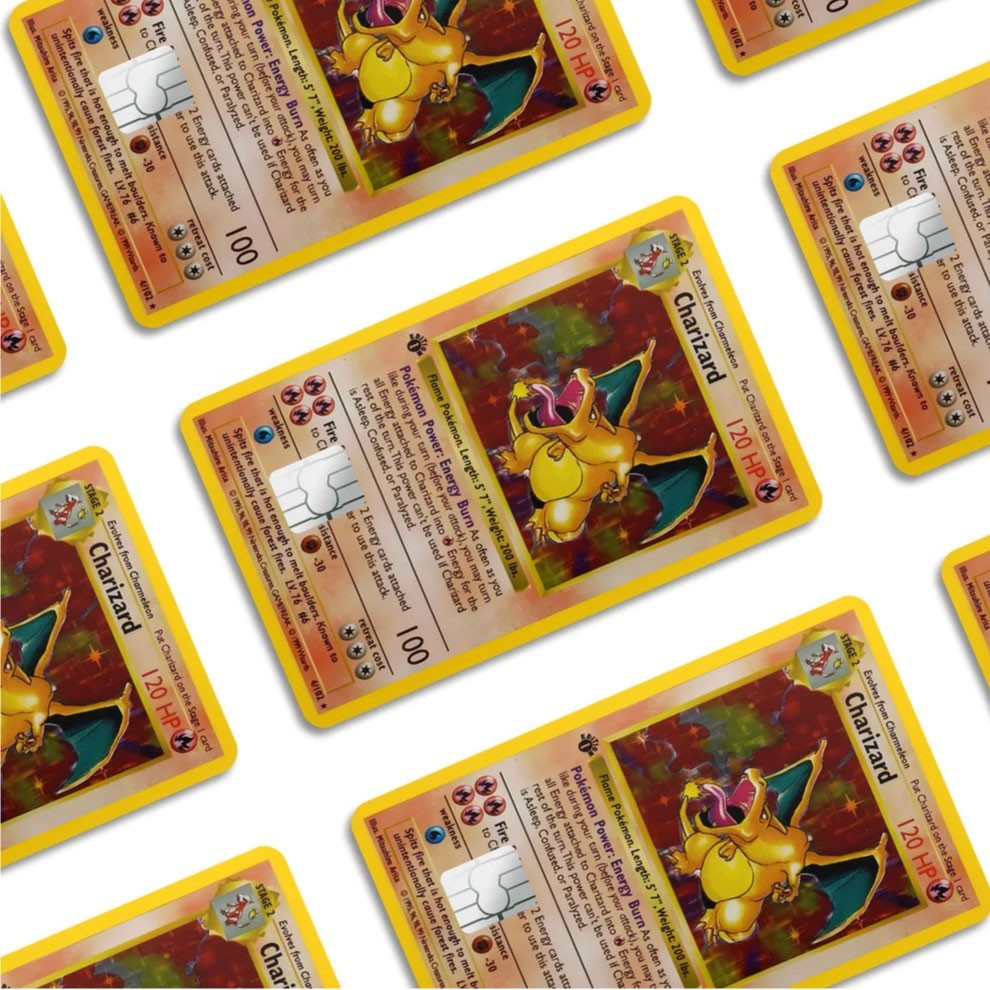 4 Pack Pokemon Charizard Card Skin TCG Anime Gaming Credit Debit ATM Decal Stick