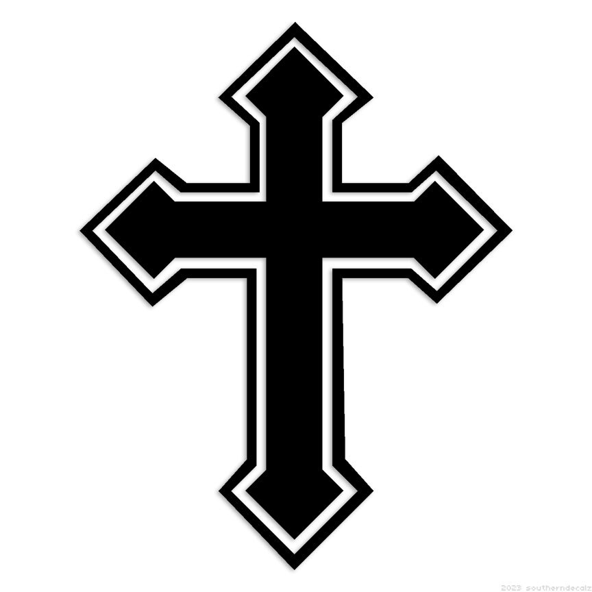 Outlined Cross – Decal Sticker – Multiple Colors & Sizes – ebn6819
