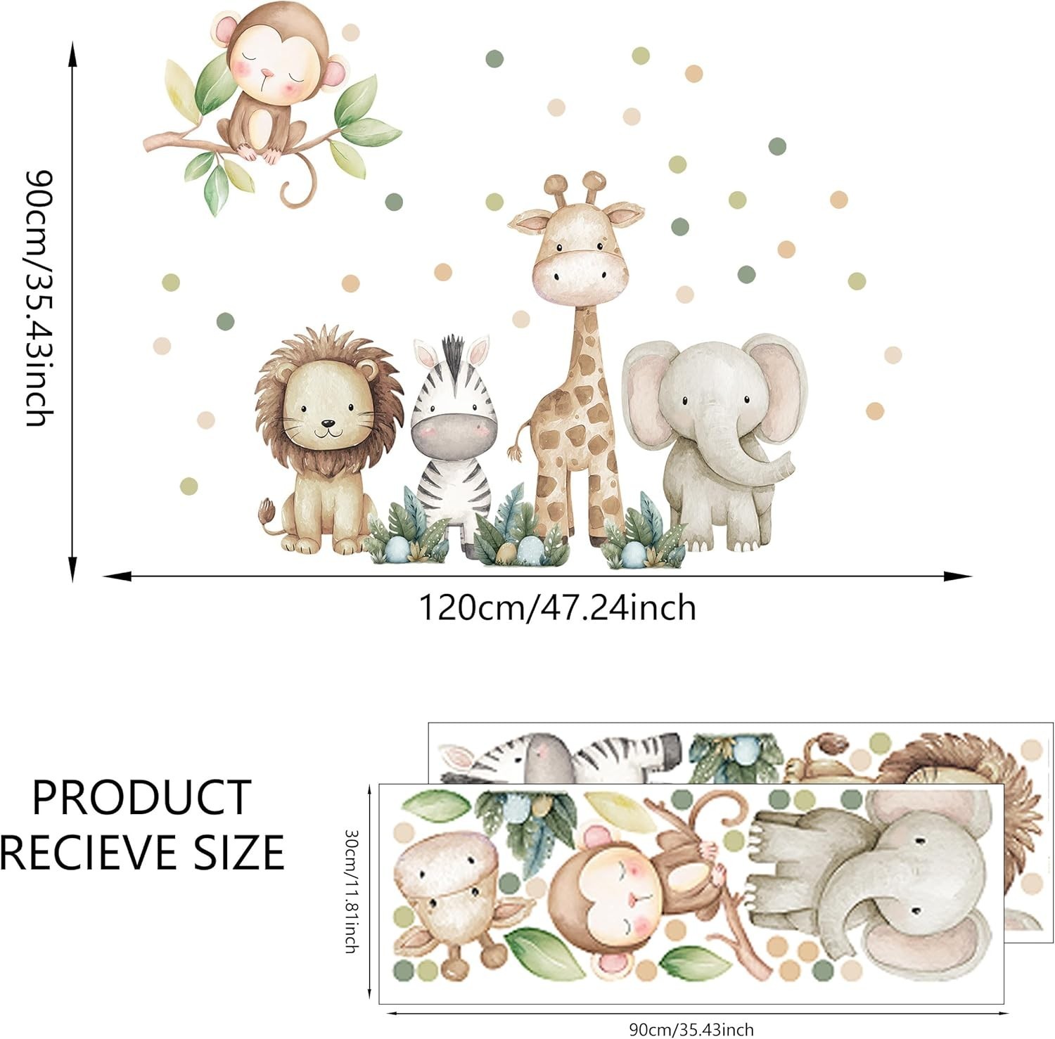 Safari Animals Nursery Wall Decal, Peel and Stick Nursery Mural Jungle Animal…