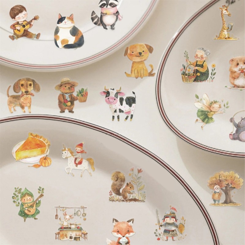 50 Sheets Luggage Sticker Fairies Tale Watercolor Sticker for Laptop Skateboard