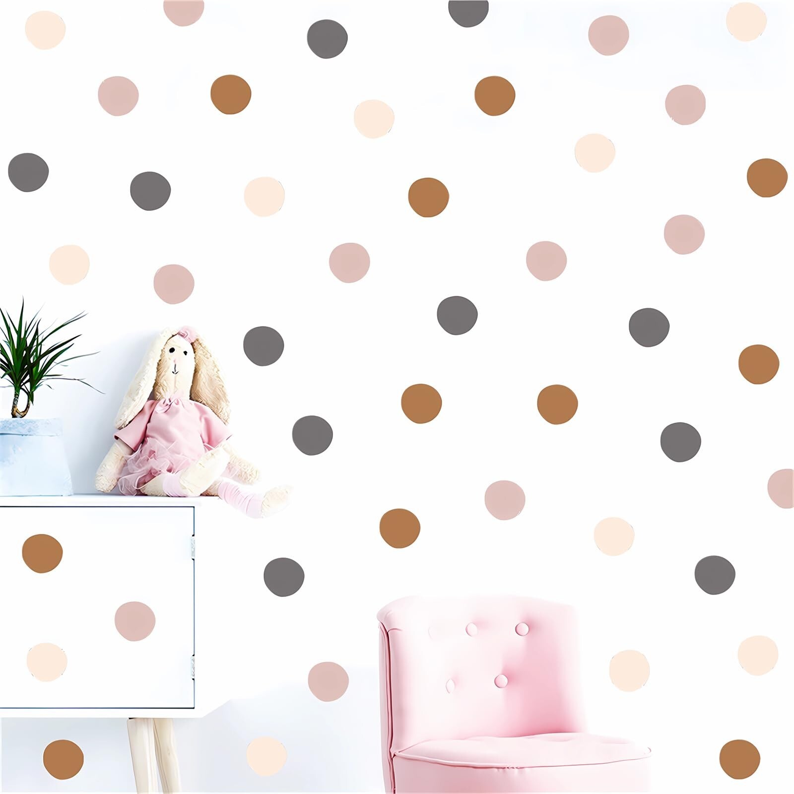 Dark Gray Brown Flesh Color Polka Dot Wall Stickers, sacinora DIY Circle Art …