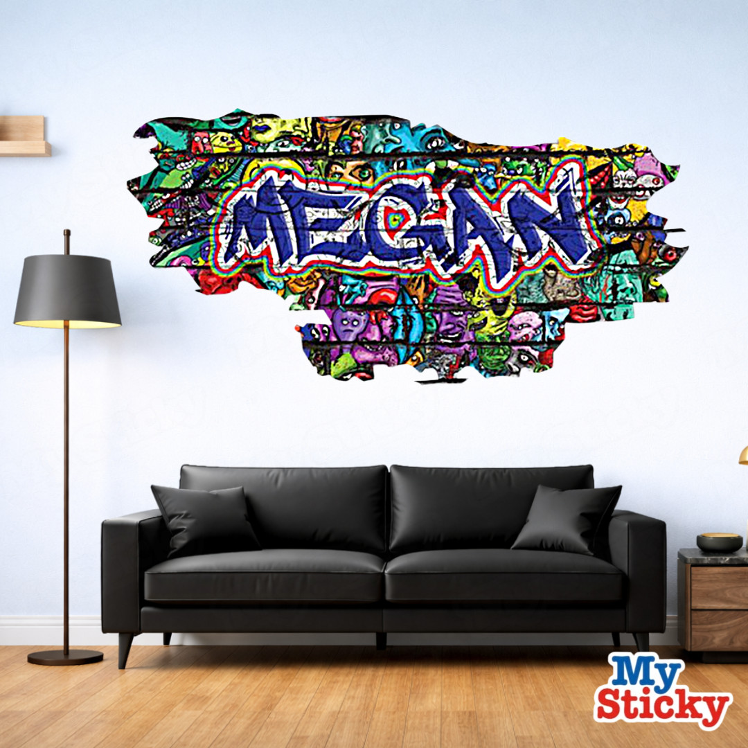 Personalized Graffiti Name Wall Decal Custom Bedroom Wall Sticker Mural Decor
