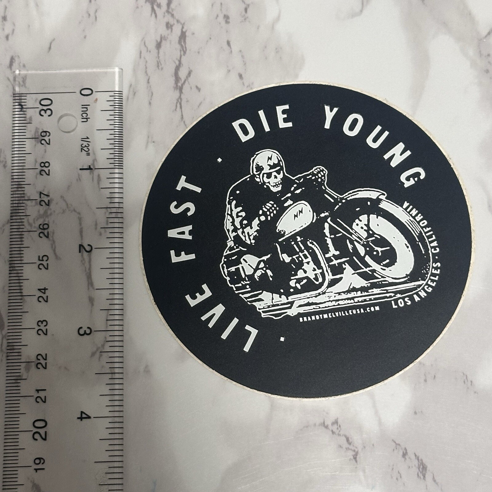 Rare Brandy Melville Deco Vinyl Laptop Stickers Live Fast Die Young Skull Motor