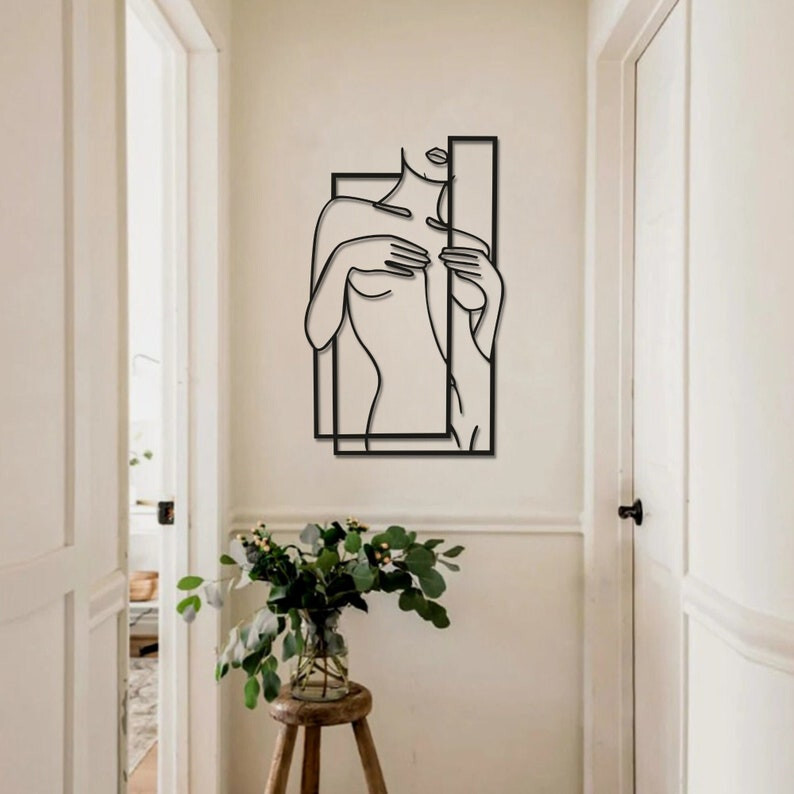 Line Woman Acrylic Wall Art, Line Wall Decor, Unique Home Decoration, Bathroom