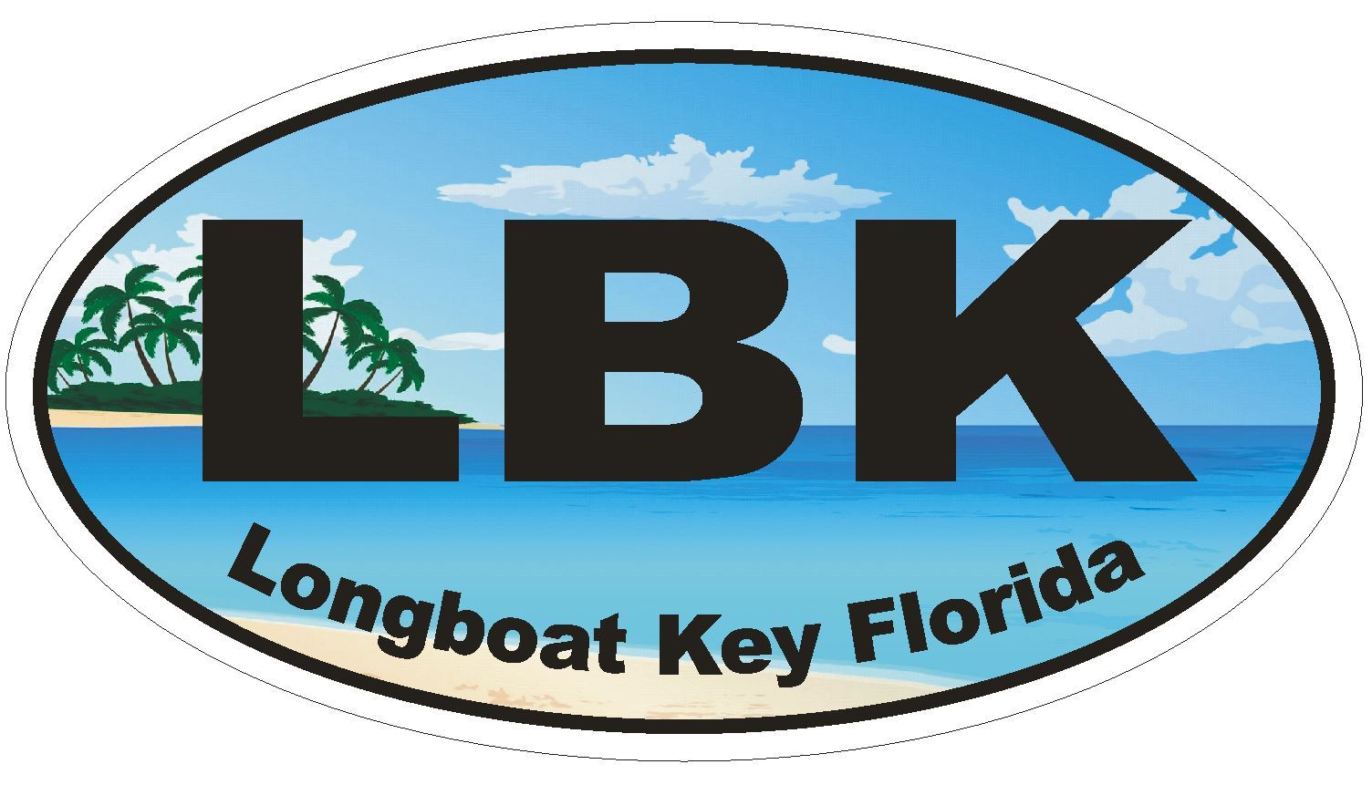Longboat Key Florida Oval Bumper Sticker or Helmet Sticker D1151