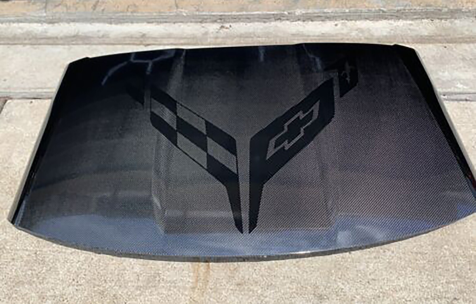 C8 Corvette Crossed Racing Flags Negative Vinyl Decal Sticker for Roof Panel
