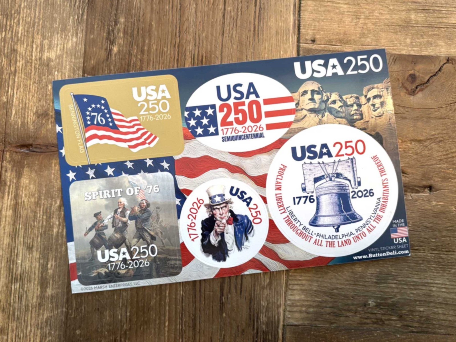25 Die Cut Sticker Sheets – CLASSIC America, Semiquincentennial, 250 Freedom USA