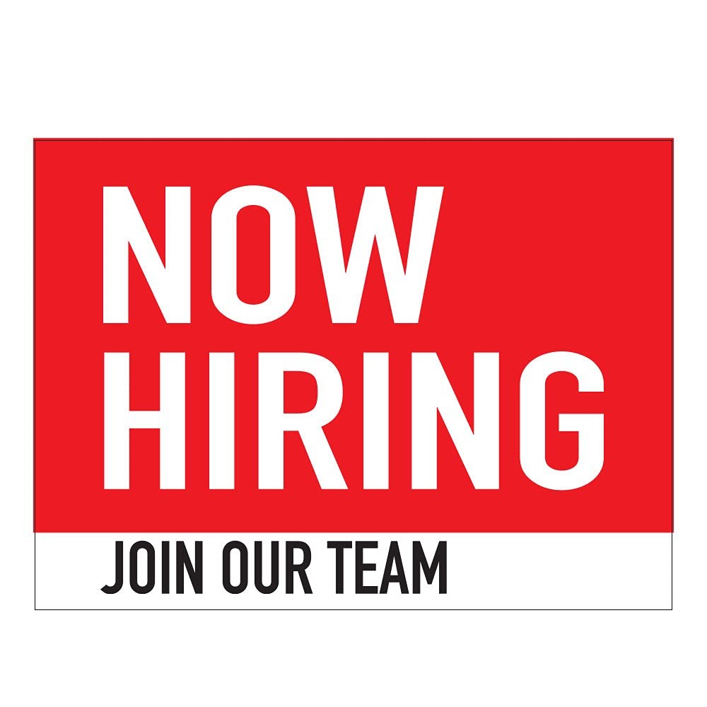 7″x9″ Now Hiring Join Our Team Window and 7in x 9in, Red, White, Black