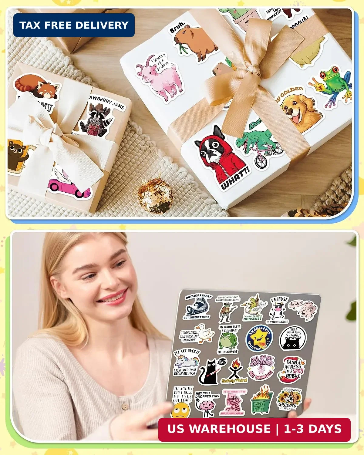 300 Pcs Funny Stickers for Adults, Sarcastic Meme Vinyl Waterproof Sticker Pack