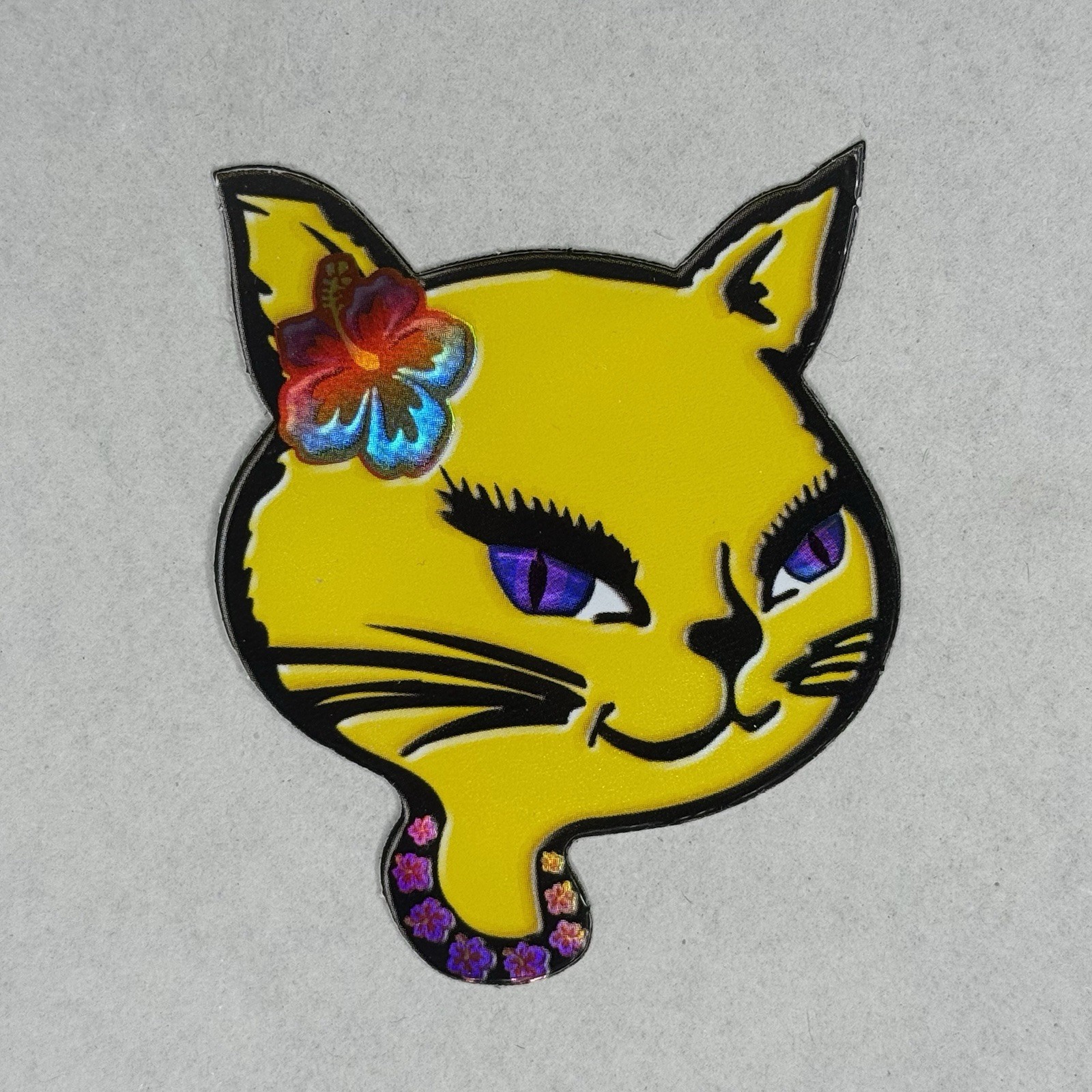 Vintage Winking Cat Vending Stickers 2001 Prism Foil Y2K