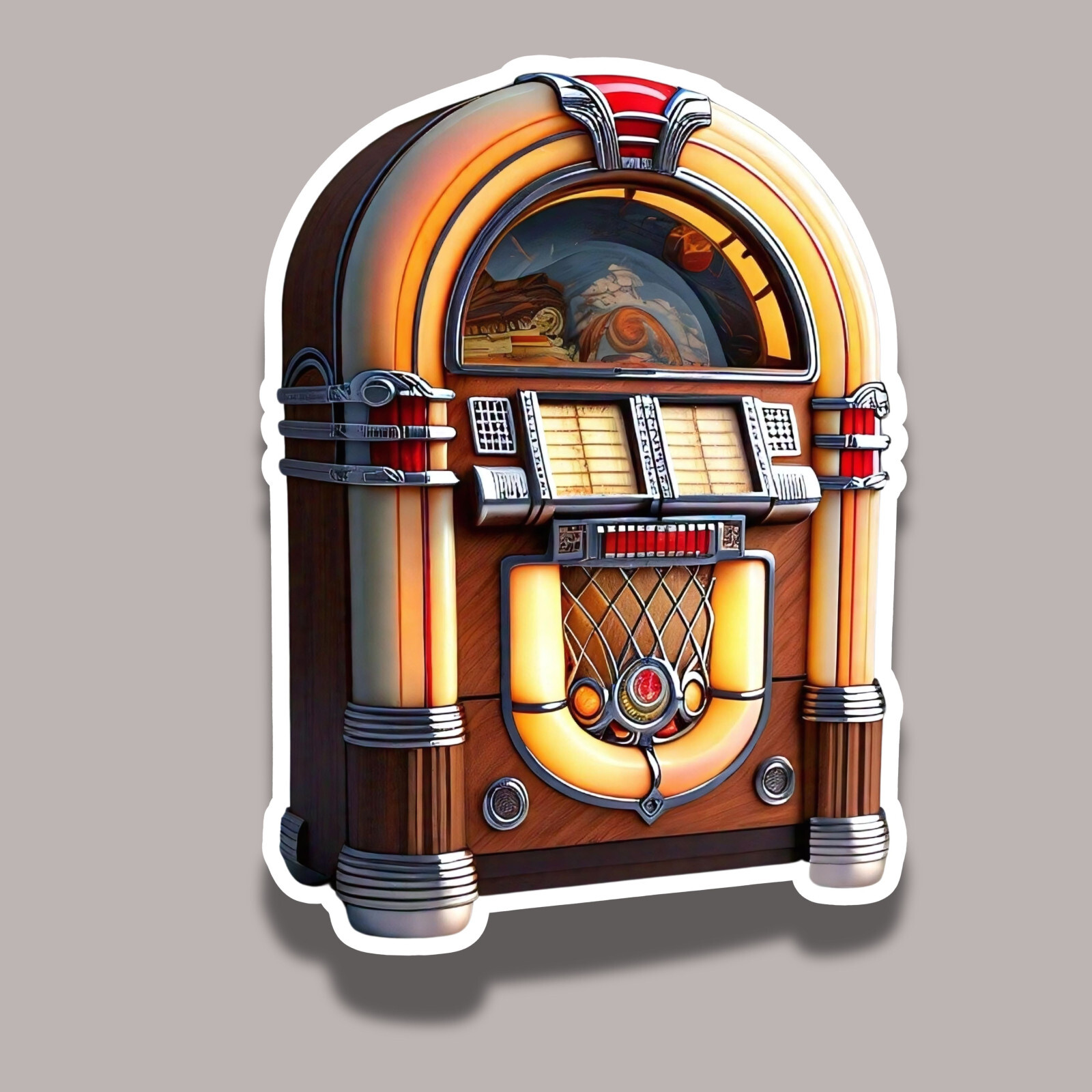 JukeBox Musical Music Retro 1950’s Rock N Roll Colorful Vintage 3″ Vinyl Sticker