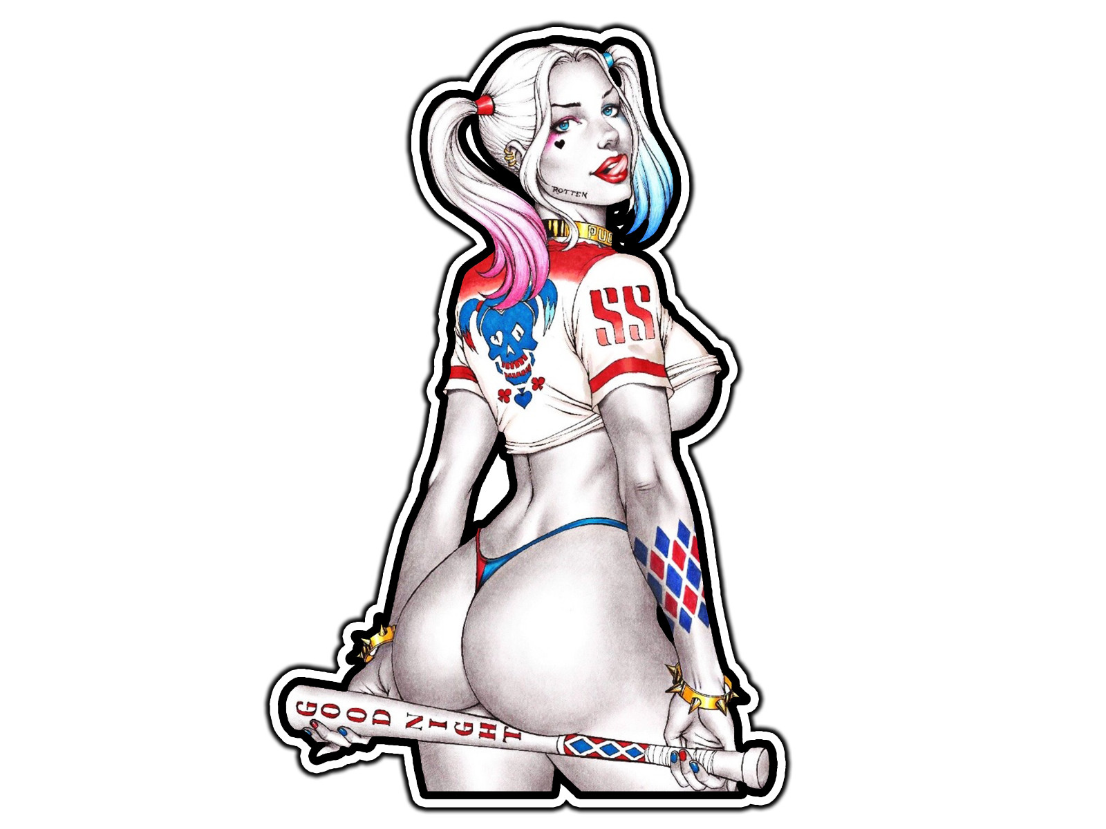 #0871 Harley Quinn Sexy Pose Waterproof Vinyl Sticker Decal Die-Cut