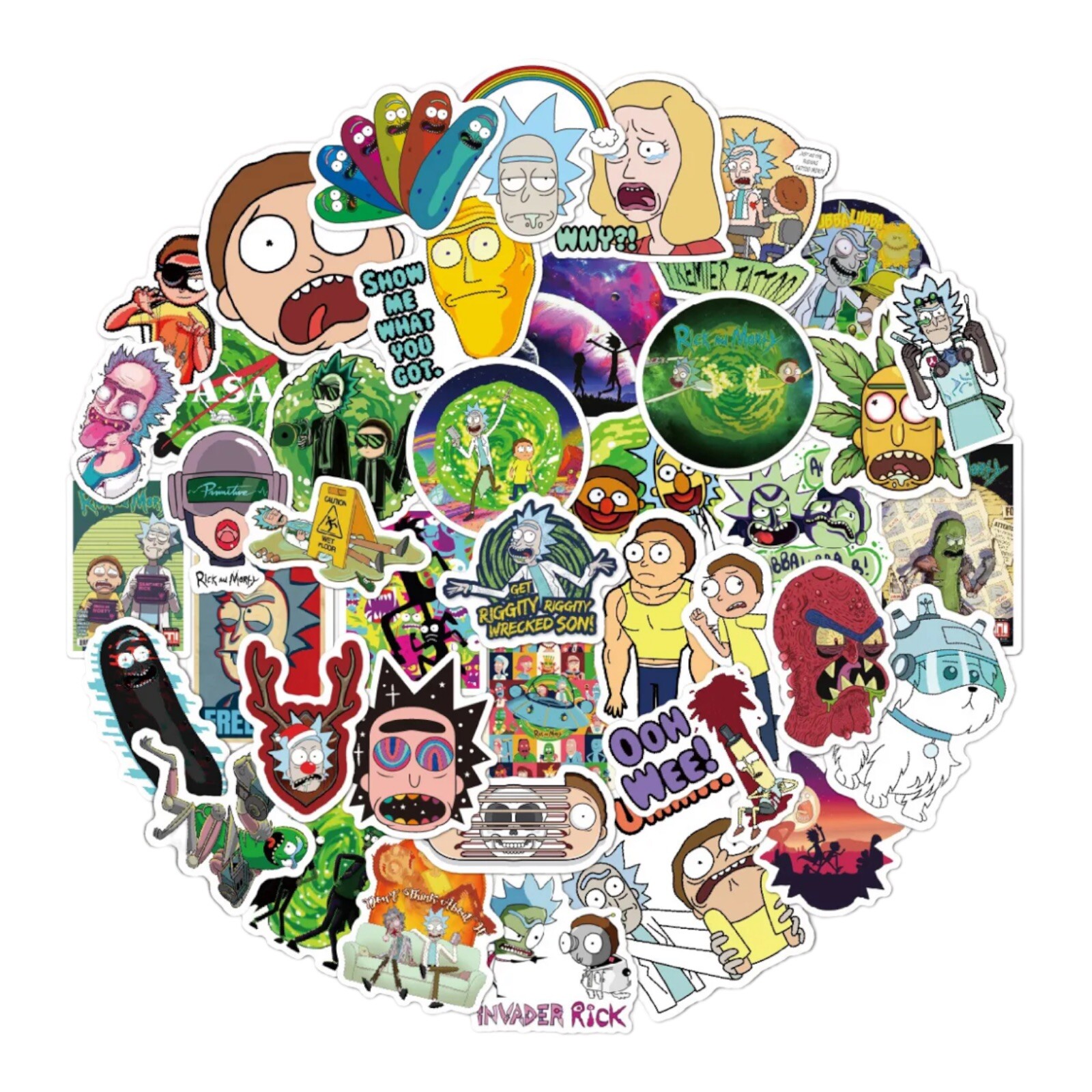Rick and Morty Vinyl Stickers 50 pcs -Cool Designs for Fans of the Show!