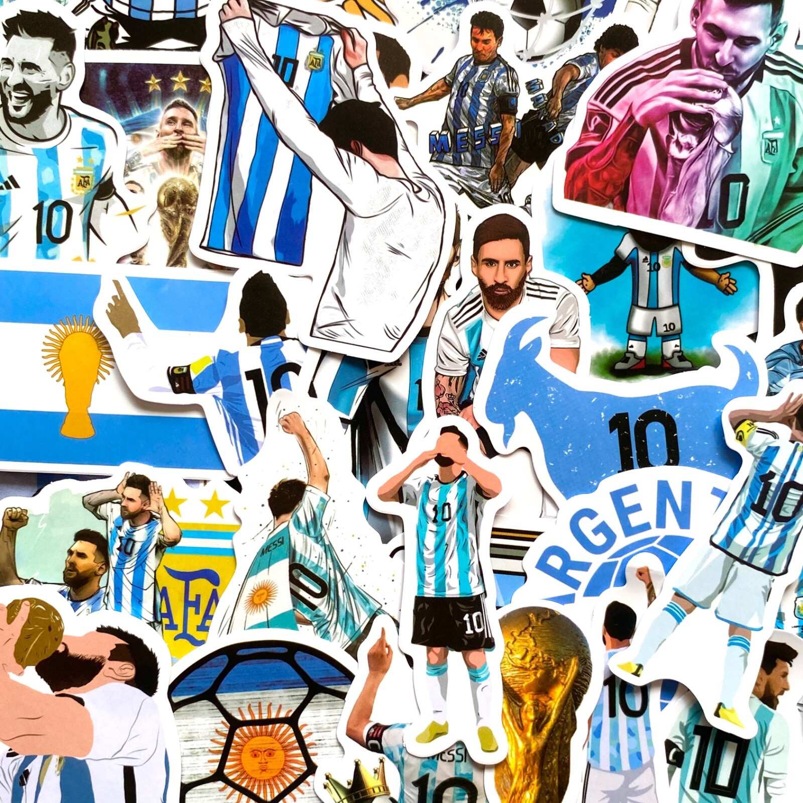 5-50 pcs Messi Inspired Stickers, Argentina World Cup Trophy Laptop Car Decals