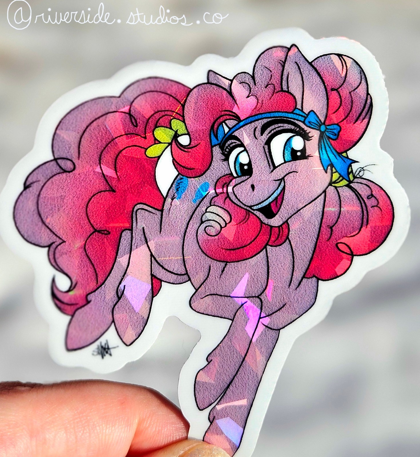 Crystal Pinkie Pie Vinyl Holo Sticker 3″ Original Art My Little Pony