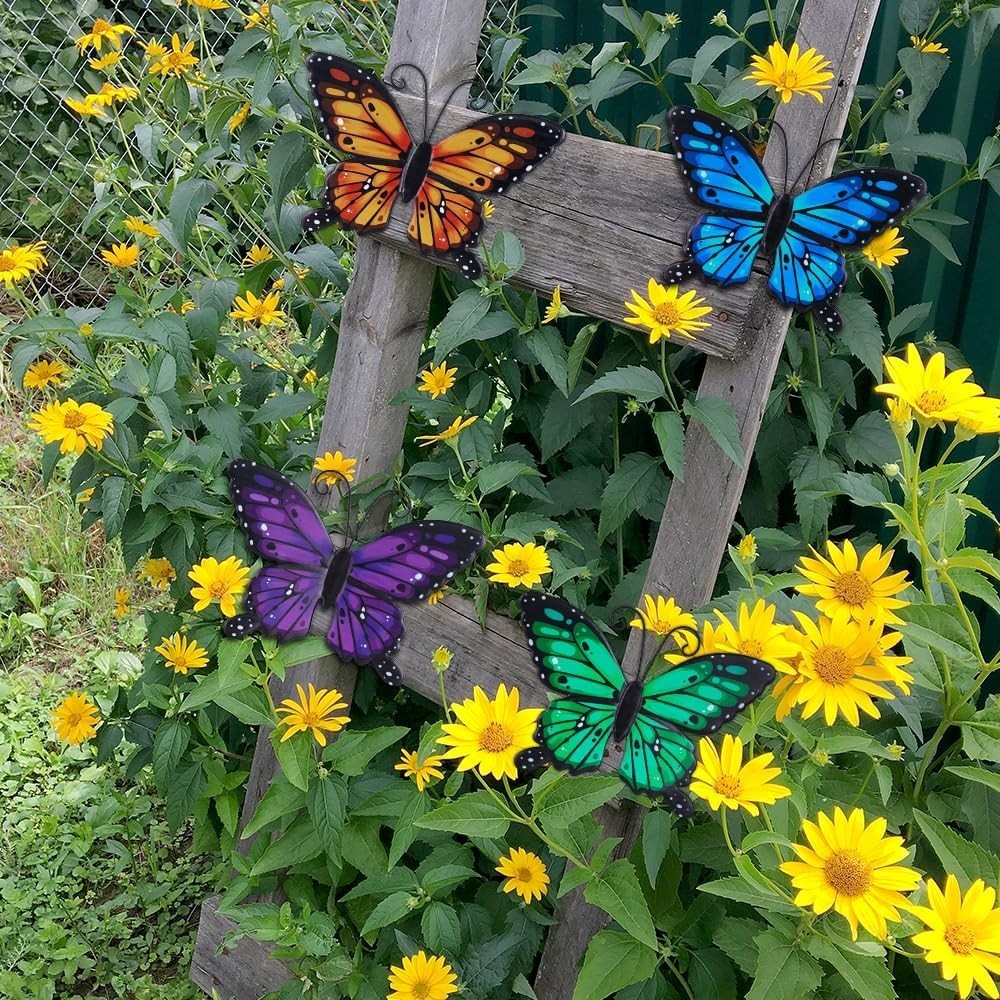 Hand-Painted Metal Butterfly Wall Decorations for Vibrant Spring Beauty Outdoors
