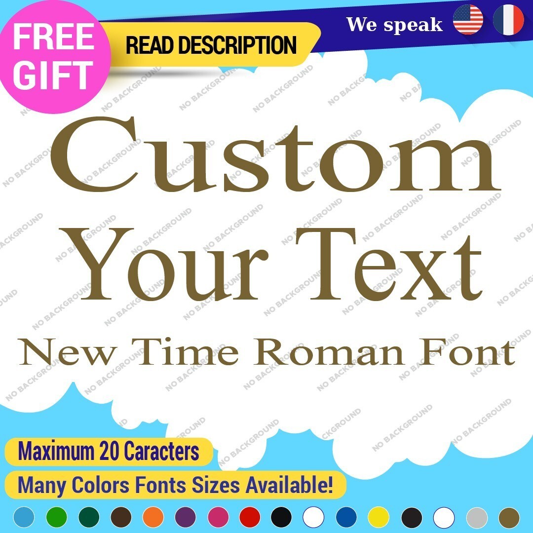 Custom Text Name Time New Roman Fonts Wall Lettering Decal Vinyl Sticker