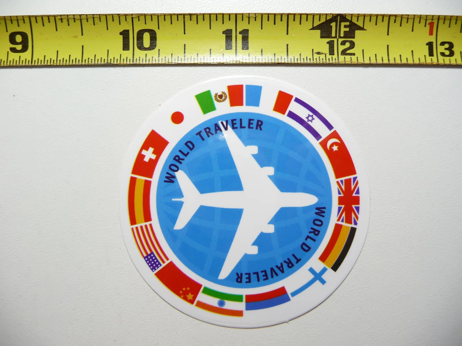 WORLD TRAVELER AIRPLANE FLAGS SMALL STICKER DECAL TRAVEL VACATION ON HOLIDAY