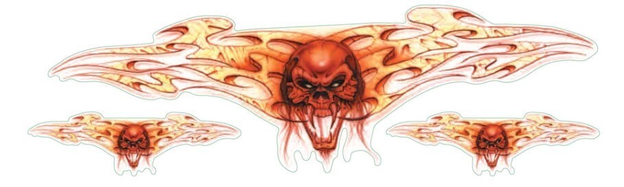 NEW LETHAL THREAT FIRE SKULL DECAL STICKER 3″x10″ LT00476