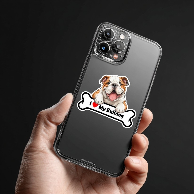 I Love my Bulldog, Sticker, Peel N’ Stick, Different Sizes