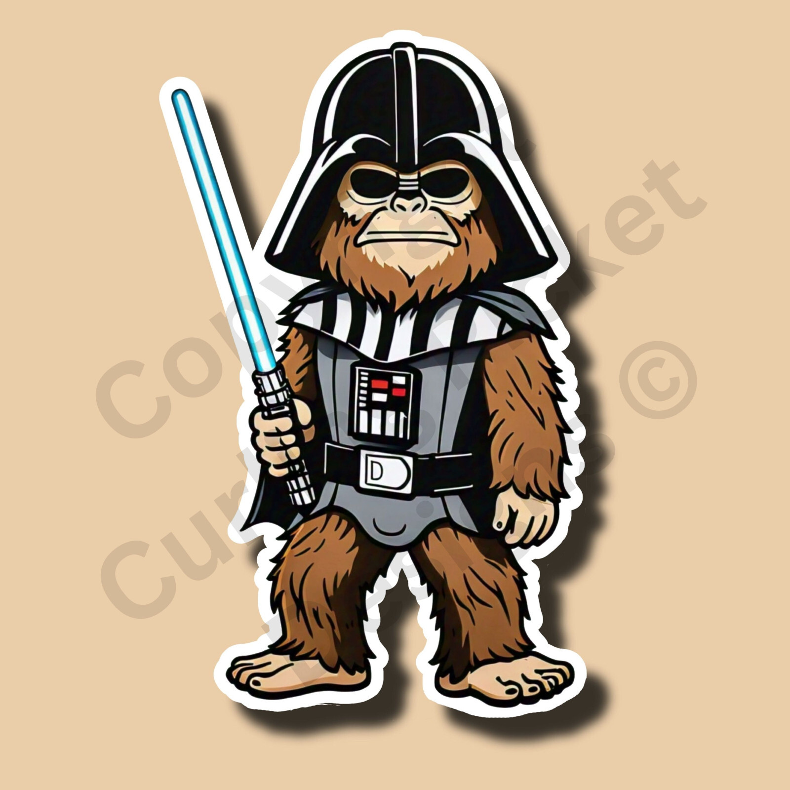 Bigfoot Dressed in Darth Vader Style Costume Funny Cute 4″ Vinyl Sticker