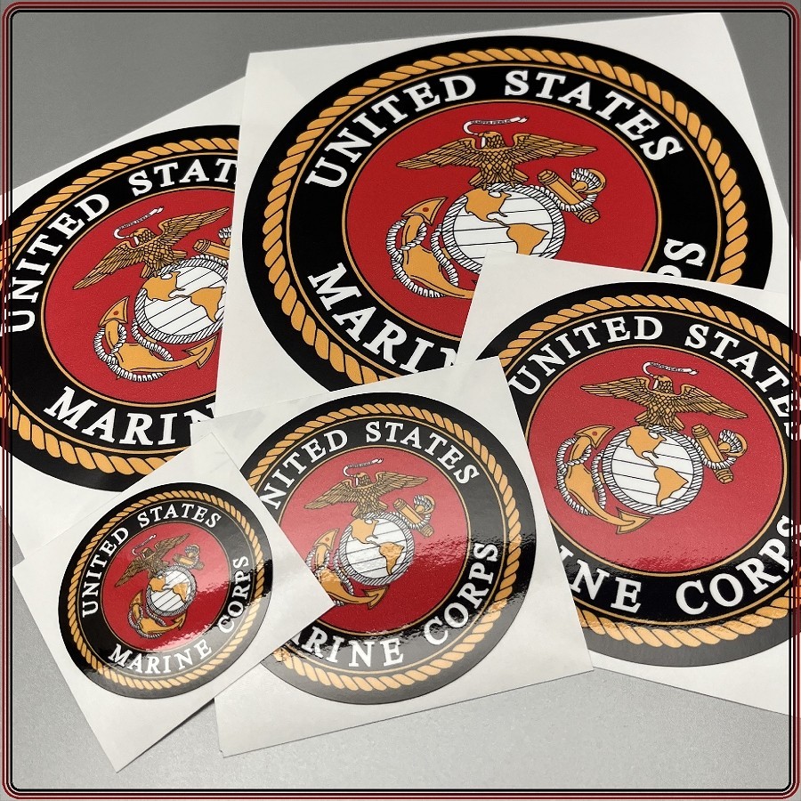 United States Marine Corps Seal Black & Red Laminated Sticker Choose Size 2-6″