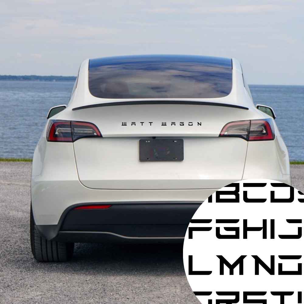 Custom Tesla Letters Emblem Stylized Font Any Word Matte Black Metal Model 3 Y