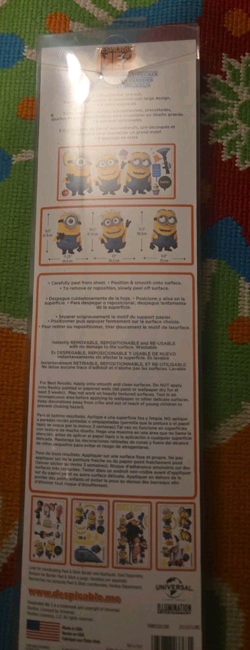 New Minions Despicable Me 2 Giant Peel and Stick Giant Wall Decals, RMK2081GM