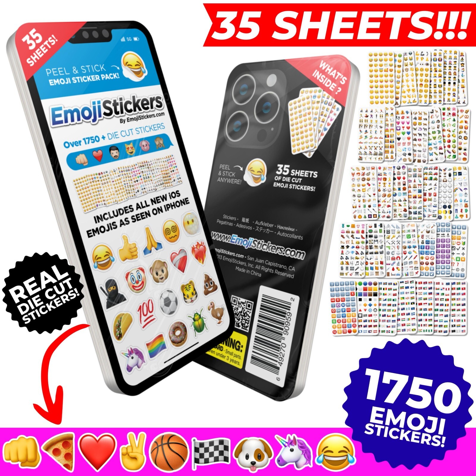 Emoji Sticker Pack 1750 Die-Cut Emoji Stickers Includes all iOS 16 2023 Emojis!!