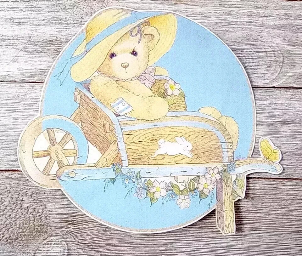 teddy bear garden wall sticker wagon peel & stick 5 inch