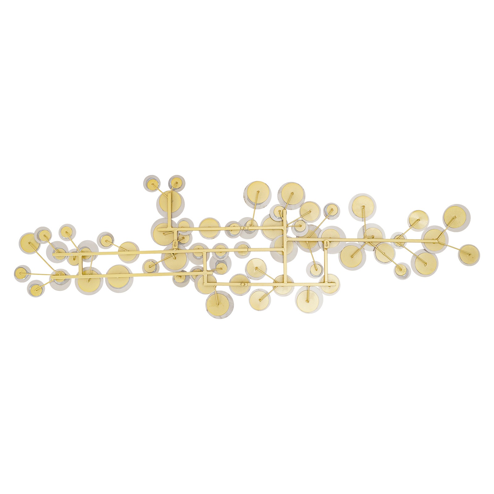 Large Gold Metal Wall Art Decor 59×19 inch, Modern Geometric Circle Wall
