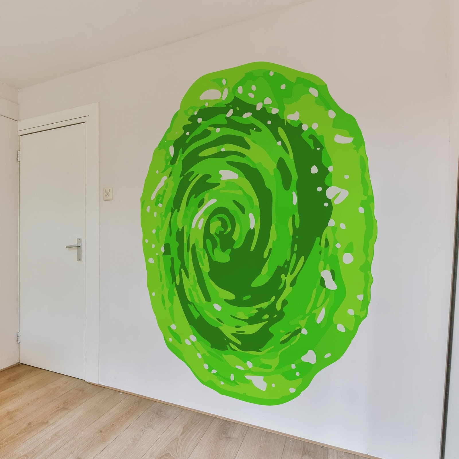 Rick and Morty Green Time Portal Swirl Wormhole Wall Decal Sticker. Sci-Fi Room.